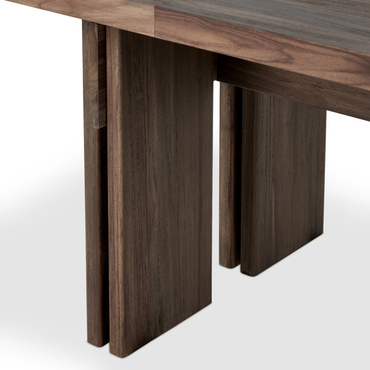 96" Stained Toasted Brown Solid Teak Outdoor Dining Table