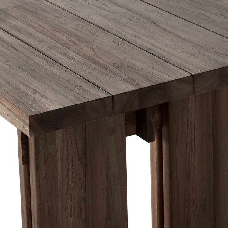 96" Stained Toasted Brown Solid Teak Outdoor Dining Table