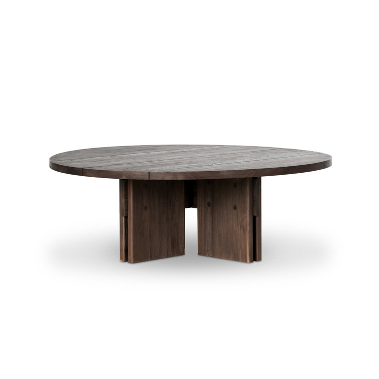 Round Stained Toasted Brown Teak Outdoor Coffee Table