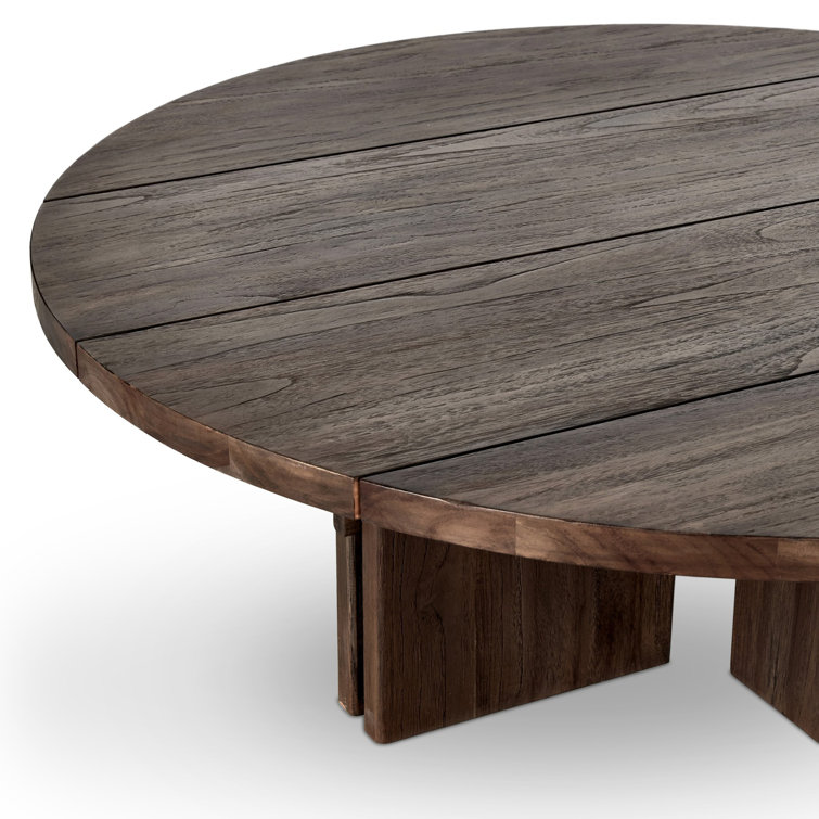 Round Stained Toasted Brown Teak Outdoor Coffee Table