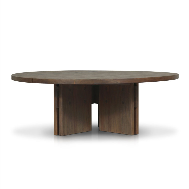 Round Stained Toasted Brown Teak Outdoor Coffee Table