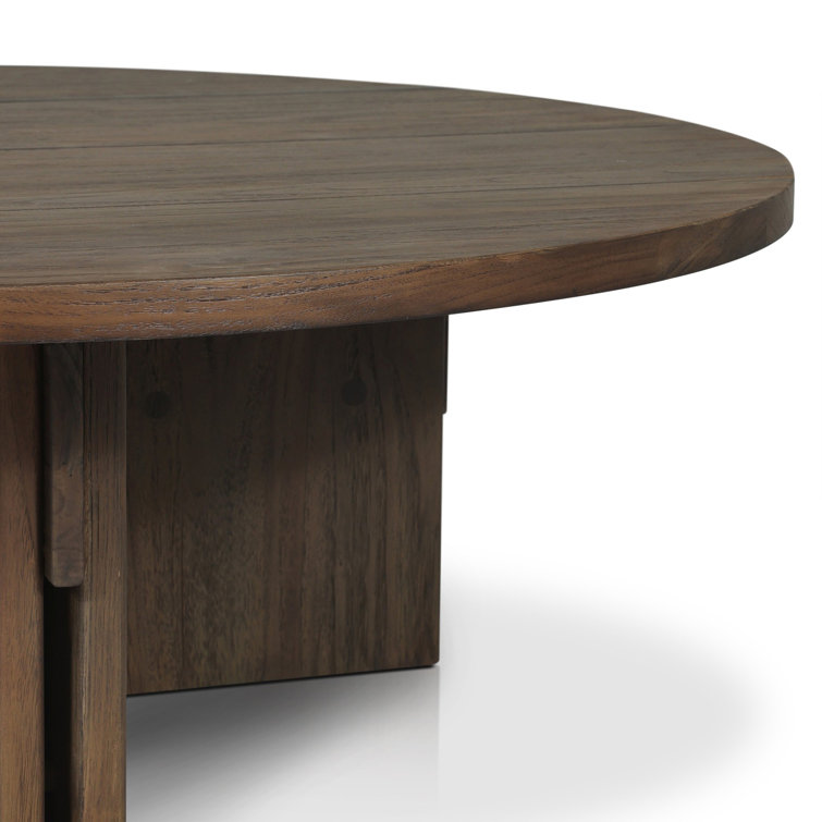 Round Stained Toasted Brown Teak Outdoor Coffee Table