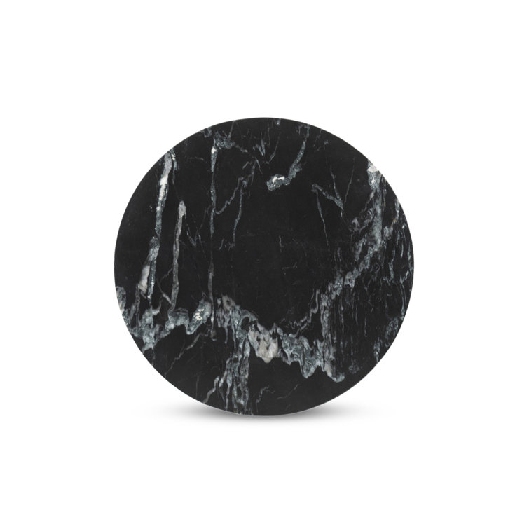 Black Marble Sculpted Round End Table
