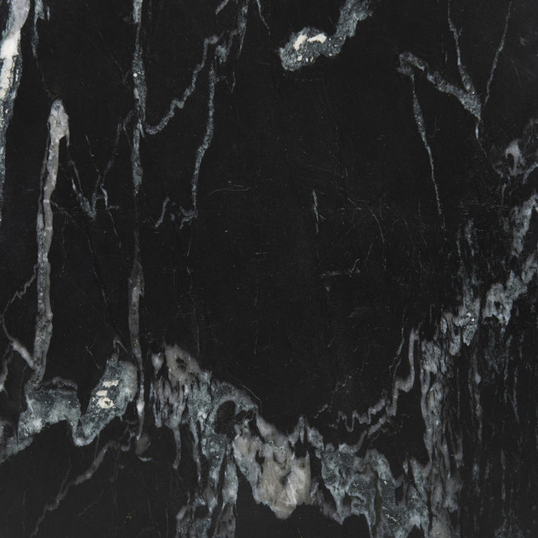 Black Marble Sculpted Round End Table