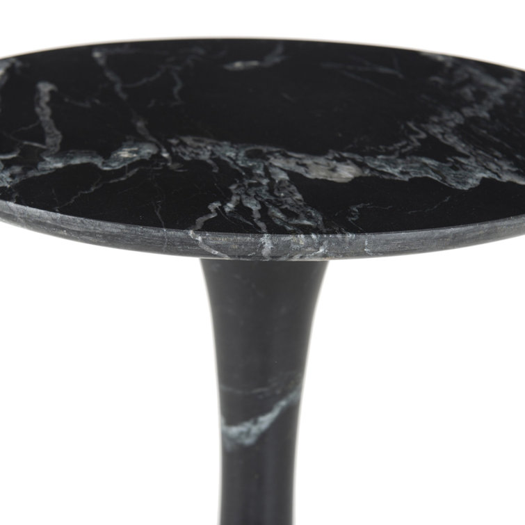 Black Marble Sculpted Round End Table