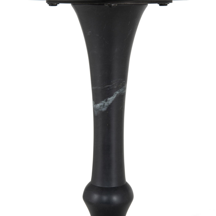 Black Marble Sculpted Round End Table