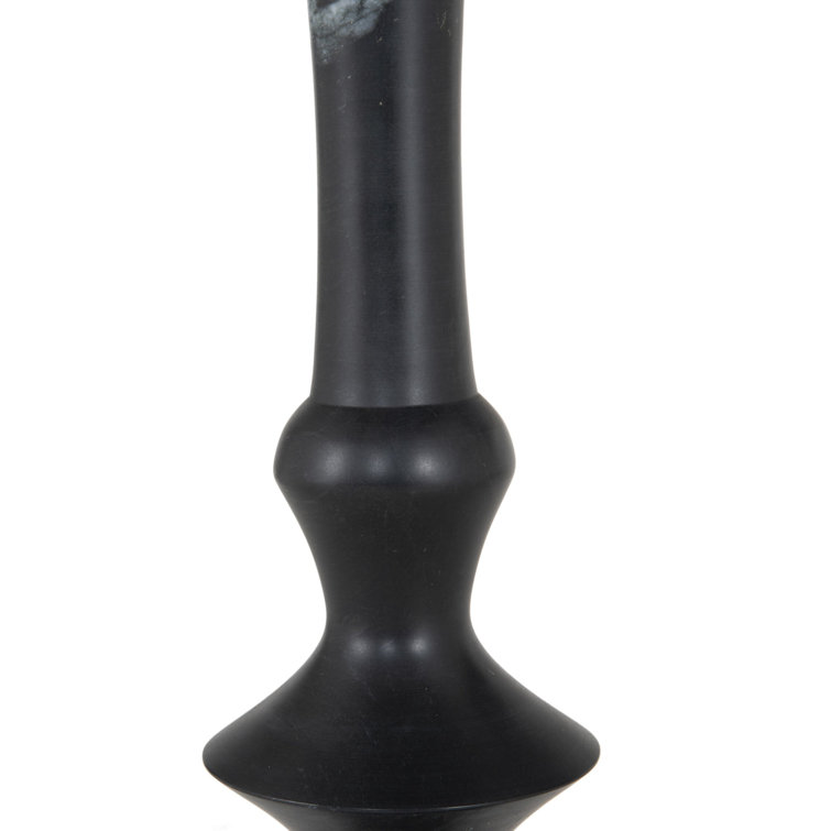 Black Marble Sculpted Round End Table
