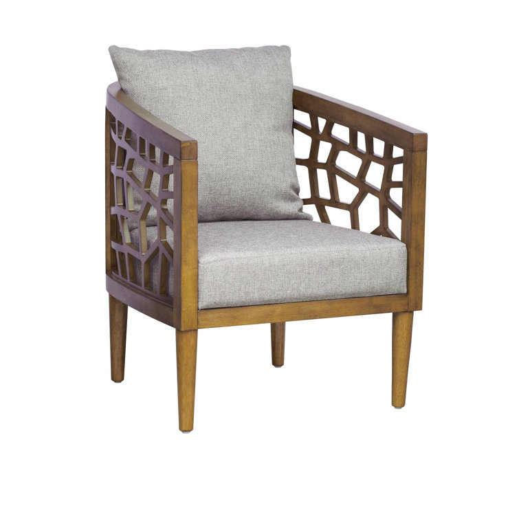 Crackle 27" Light Grey Solid Wood Barrel Accent Chair