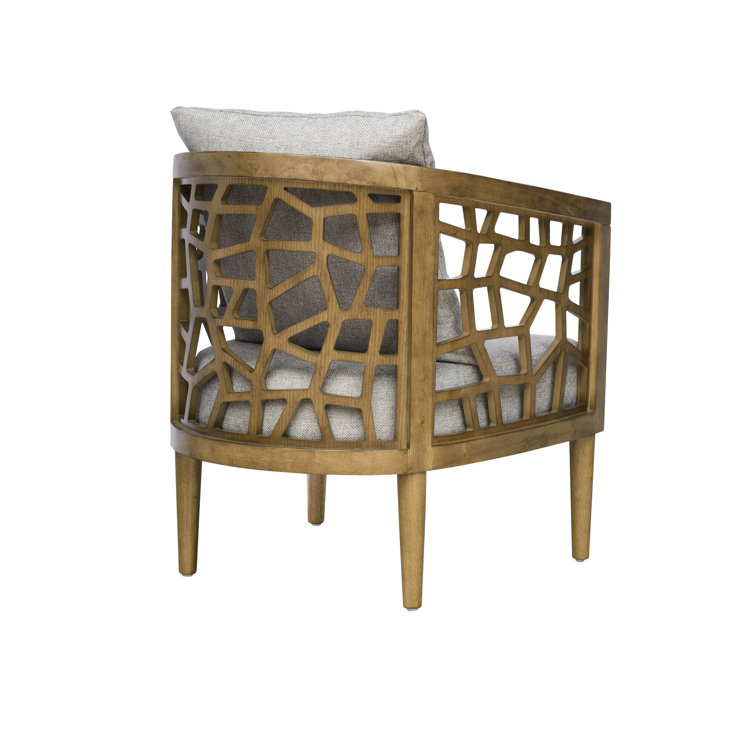 Crackle 27" Light Grey Solid Wood Barrel Accent Chair