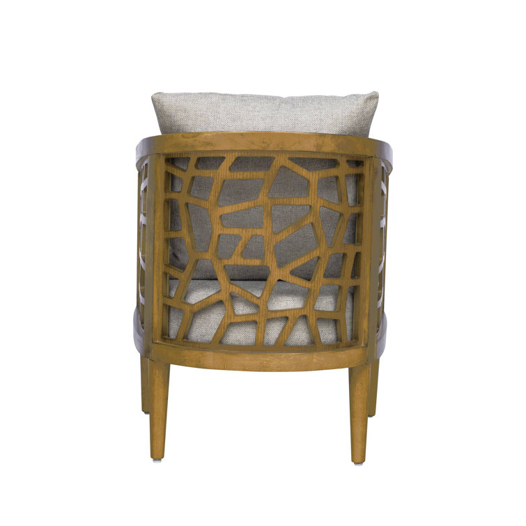 Crackle 27" Light Grey Solid Wood Barrel Accent Chair