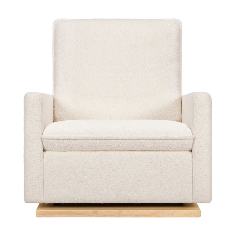 Chantilly Fleece Pillowback Glider with Light Wood Base