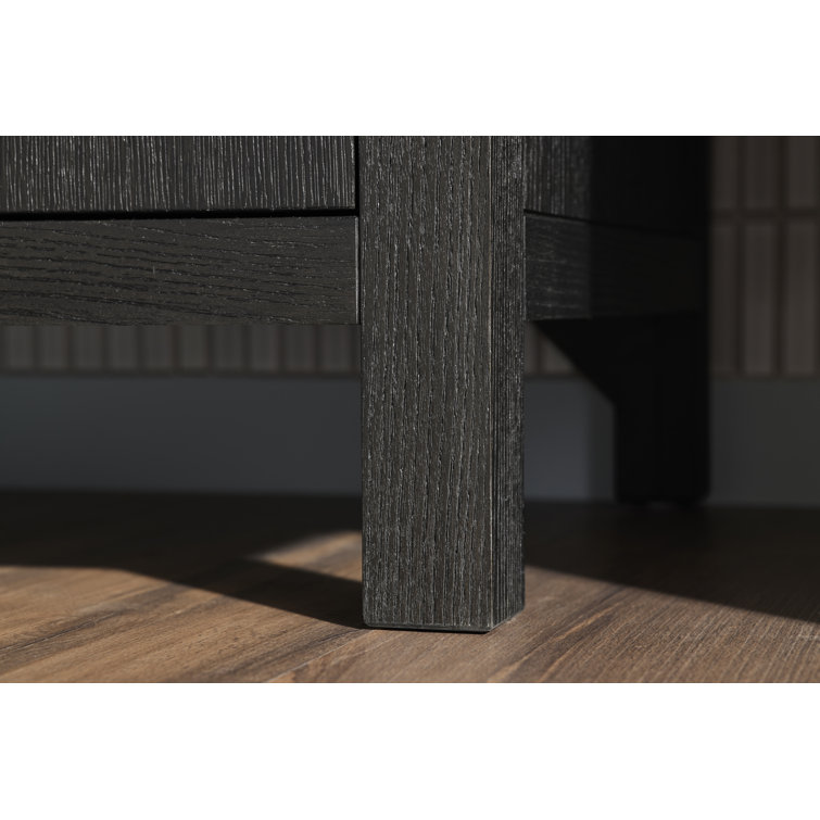 Carbon Oak Double Sink Freestanding Bathroom Vanity with Quartz Top