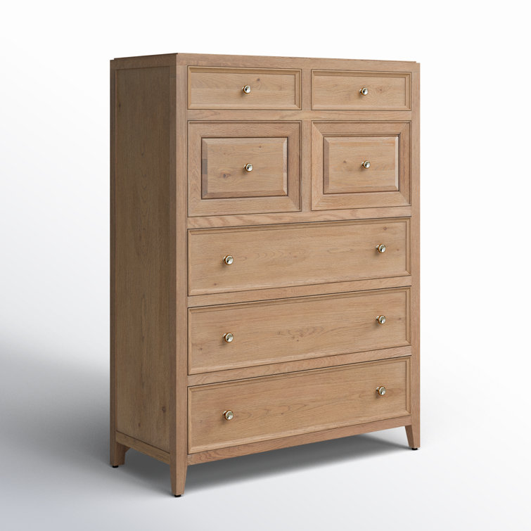Tall Brown Knotty Oak Coastal Chest with Soft Close Drawer