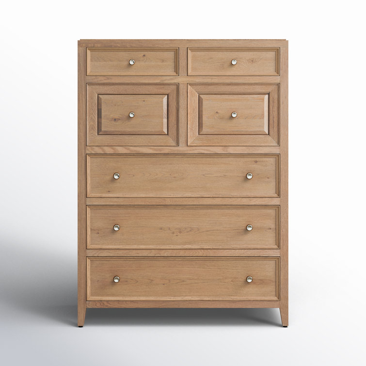Tall Brown Knotty Oak Coastal Chest with Soft Close Drawer