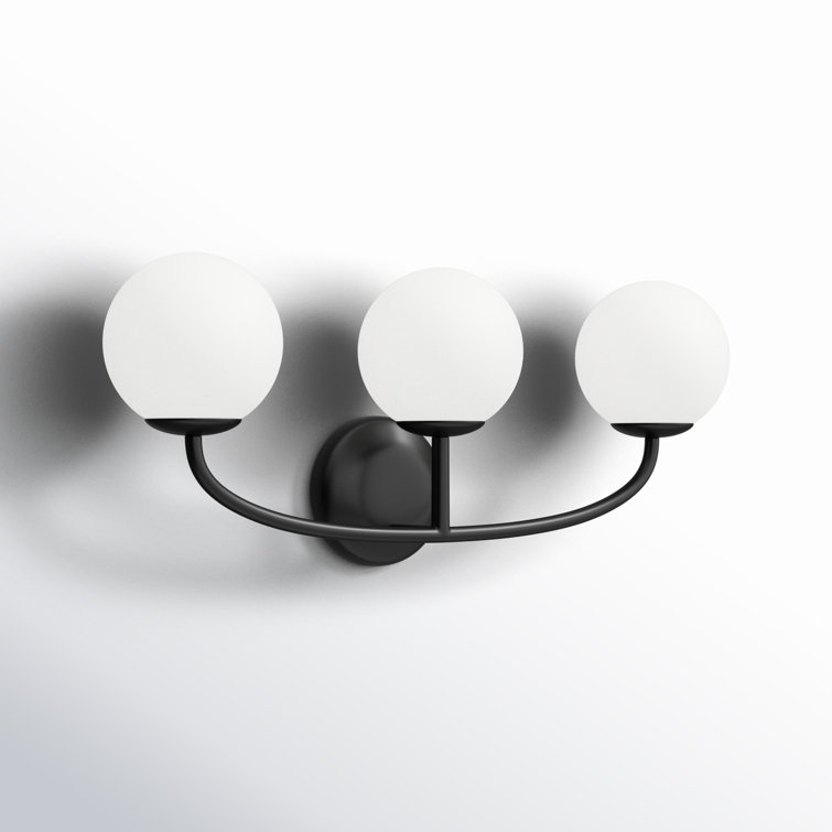 Midnight Black 3-Light Vanity with Milk White Glass Shades
