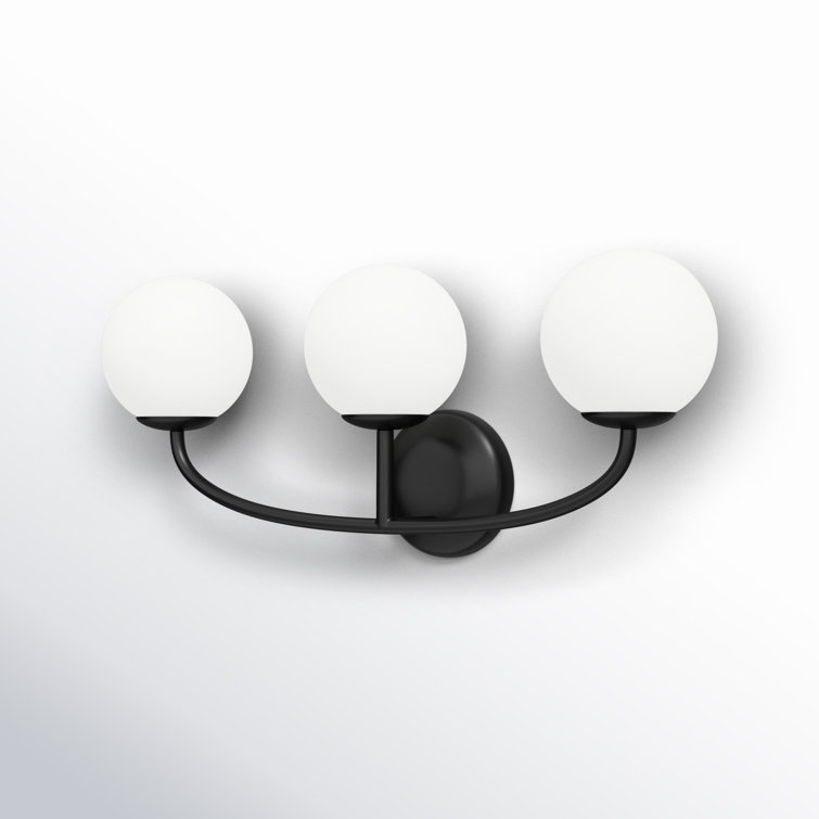 Midnight Black 3-Light Vanity with Milk White Glass Shades