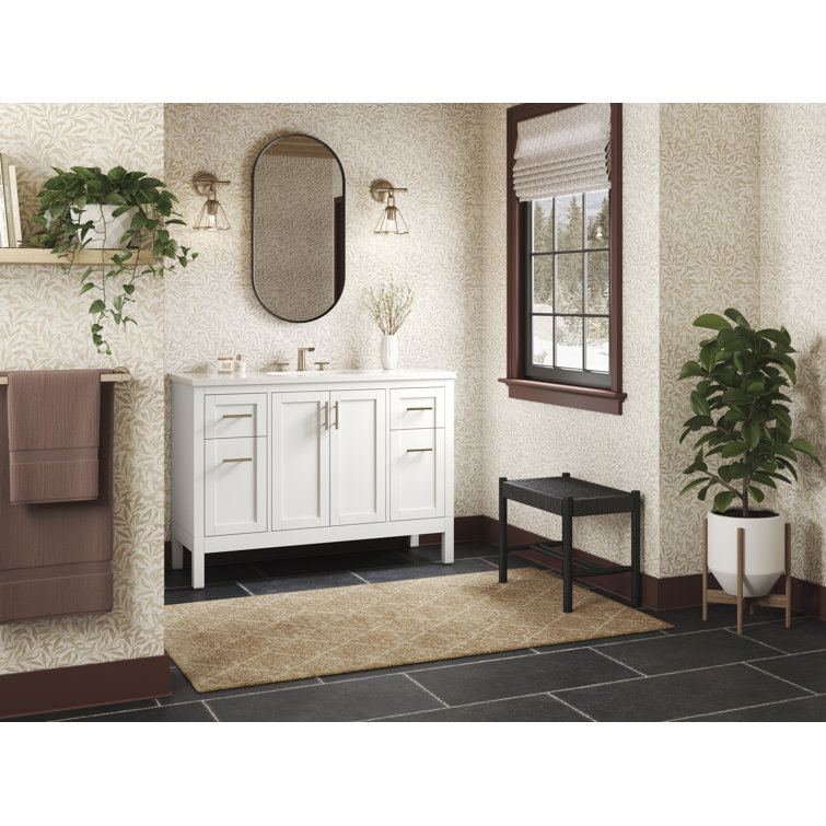 Hadron 49" White Mahogany Bathroom Vanity with Quartz Top
