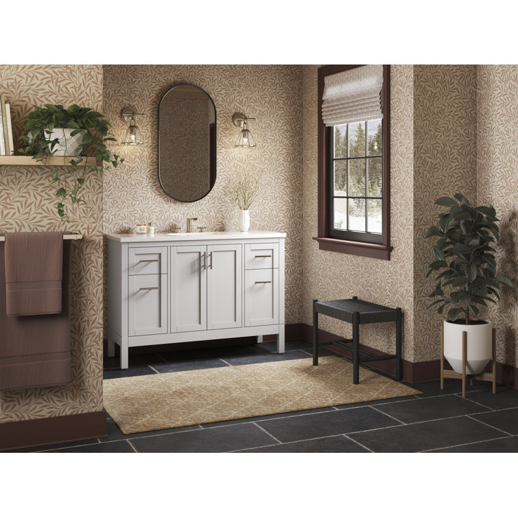 Hadron 49" White Mahogany Bathroom Vanity with Quartz Top
