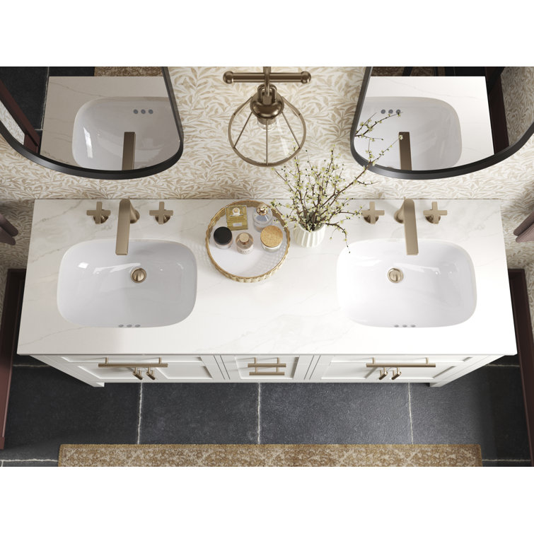 Hadron 60" White Freestanding Double Bathroom Vanity Set