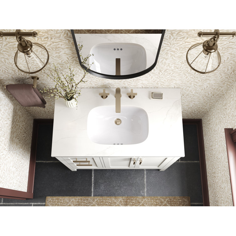 37" Atmos Grey Single Bathroom Vanity Set with Quartz Top