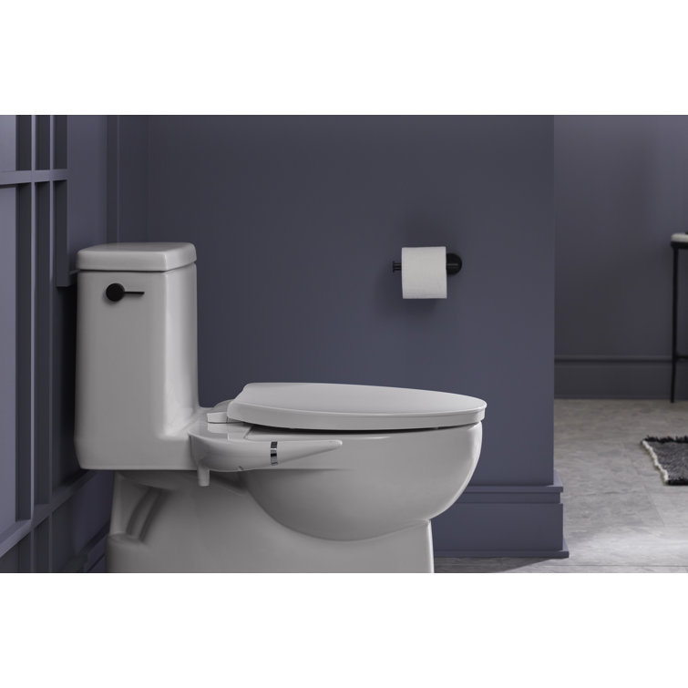 White Manual Bidet Attachment with Dual Self-Cleaning Nozzles