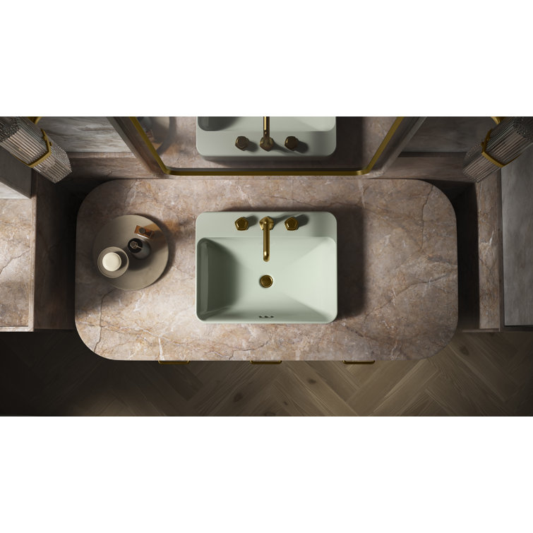 Aspen Green Ceramic Rectangular Vessel Bathroom Sink