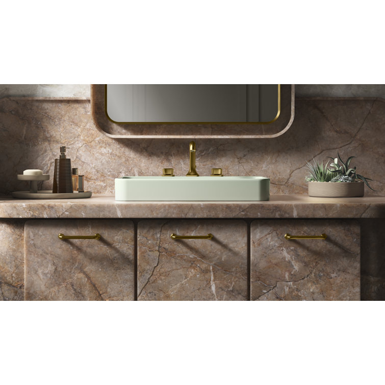 Aspen Green Ceramic Rectangular Vessel Bathroom Sink
