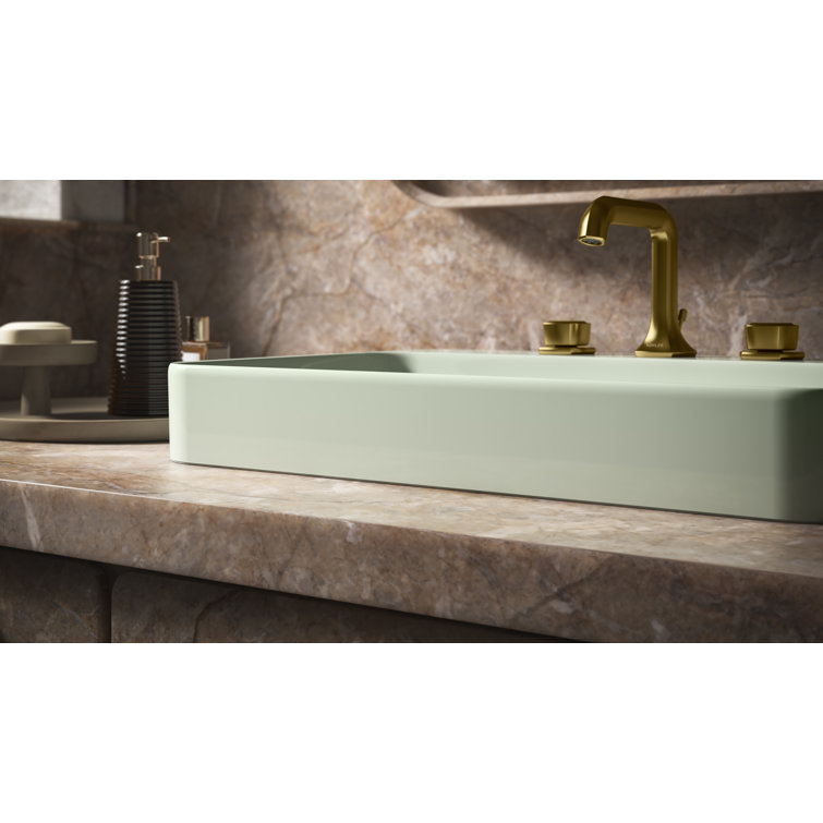 Aspen Green Ceramic Rectangular Vessel Bathroom Sink