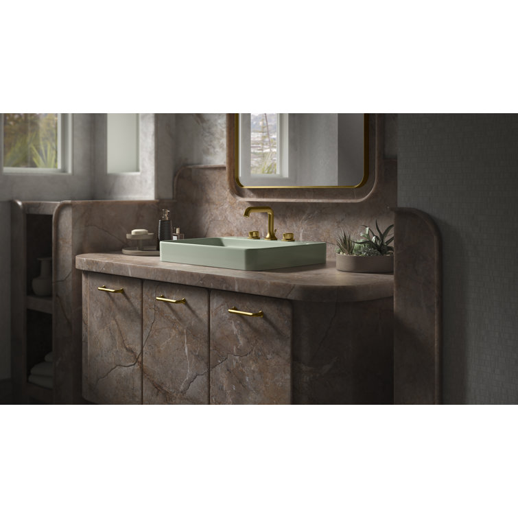 Aspen Green Ceramic Rectangular Vessel Bathroom Sink