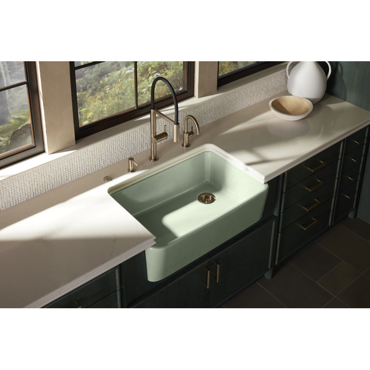 Aspen Green Cast Iron Farmhouse Single Bowl Kitchen Sink