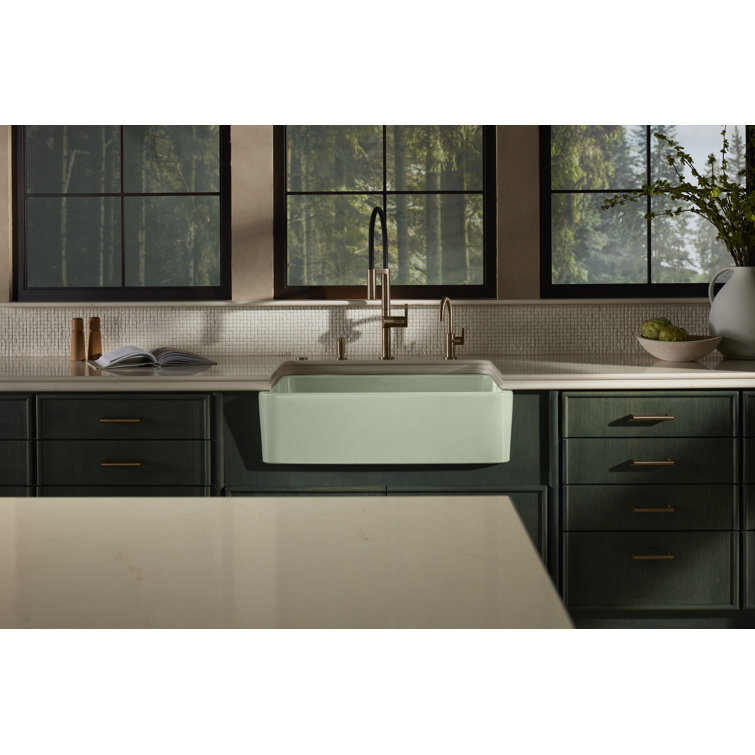 Aspen Green Cast Iron Farmhouse Single Bowl Kitchen Sink
