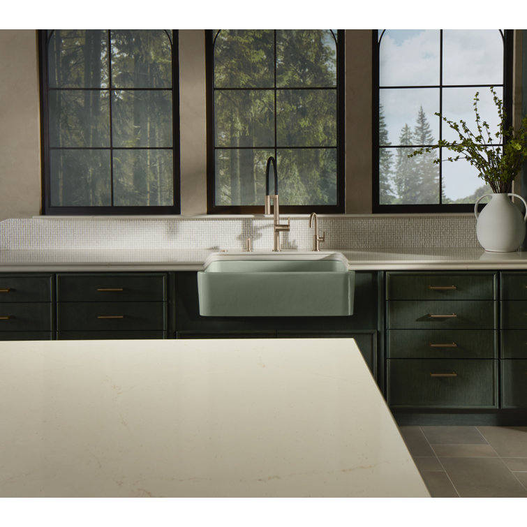 Aspen Green Cast Iron Farmhouse Single Bowl Kitchen Sink
