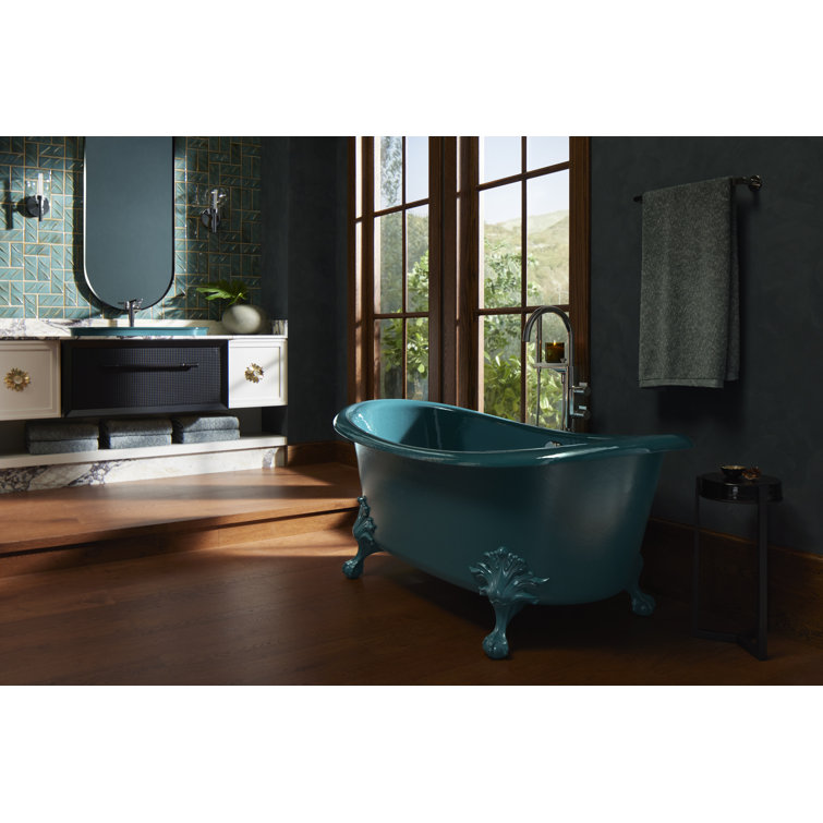 Teal and Green Cast Iron Clawfoot Freestanding Bath
