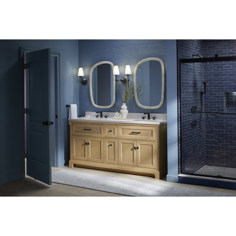 Ferrous Grey Double Sink Freestanding Bathroom Vanity with Quartz Top