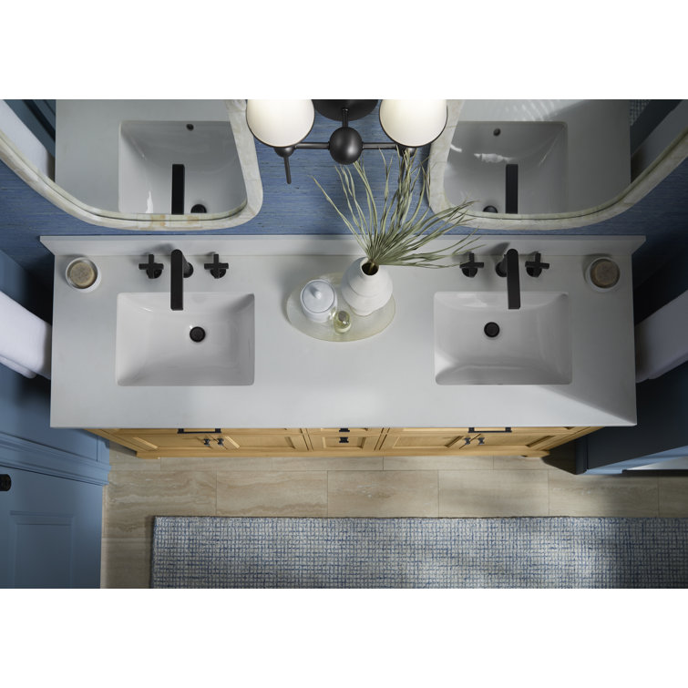 Ferrous Grey Double Sink Freestanding Bathroom Vanity with Quartz Top