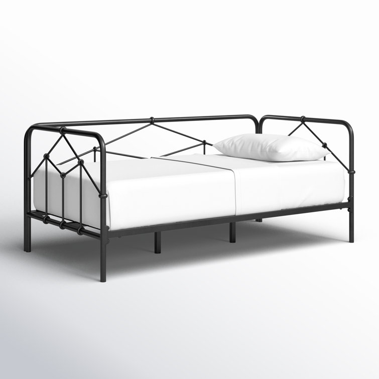 Casey Black Metal Daybed with Rectangular Headboard