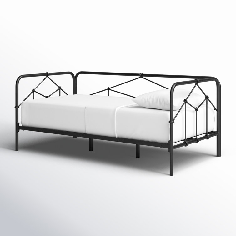 Casey Black Metal Daybed with Rectangular Headboard