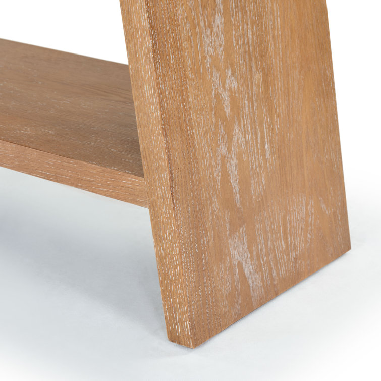 Rustic Oak Wood Console Table with Storage Shelf