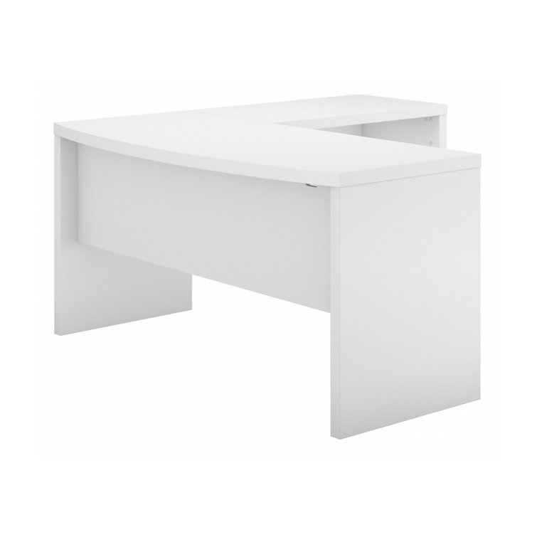 Pure White L-Shaped Wood Computer Desk