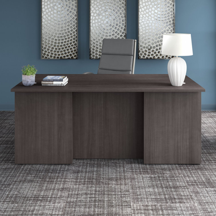 Storm Gray Executive Office Desk with Filing Cabinet