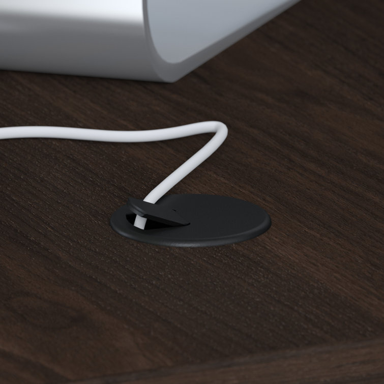 ErgoFlex Black Walnut and Cool Gray Electric Sit-Stand Desk 47.6"