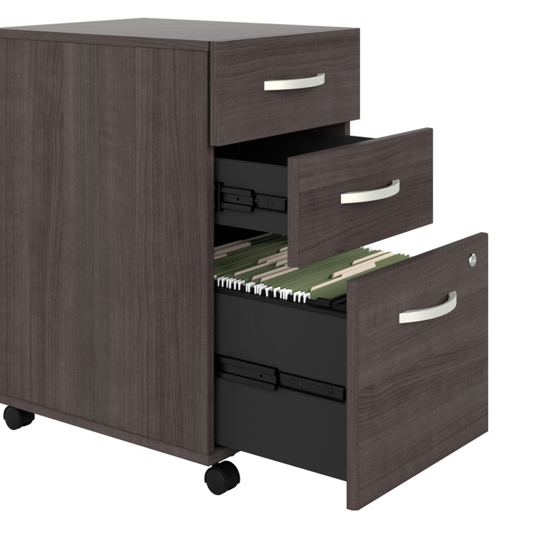 Contemporary Storm Gray L-Shaped Desk with Hutch & Cable Management