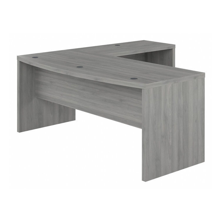 Modern Gray L-Shaped Home Office Desk with Filing Cabinet