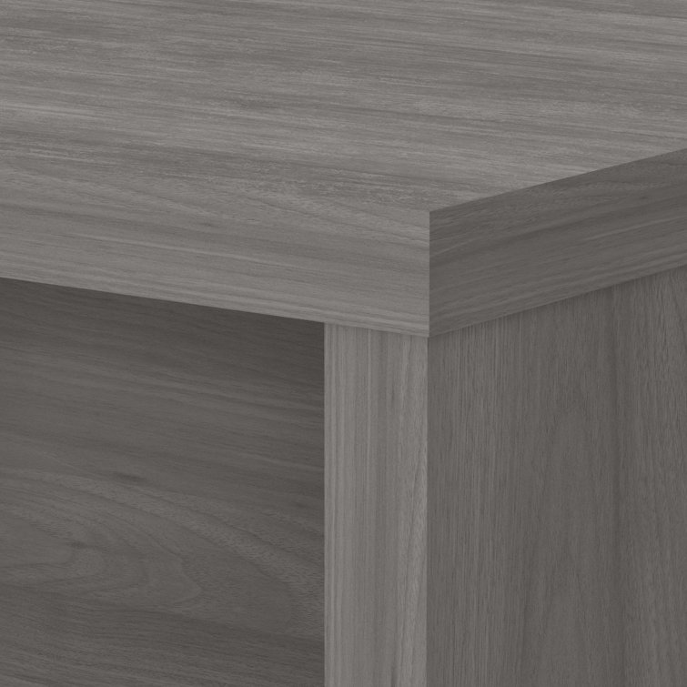 Modern Gray L-Shaped Home Office Desk with Filing Cabinet
