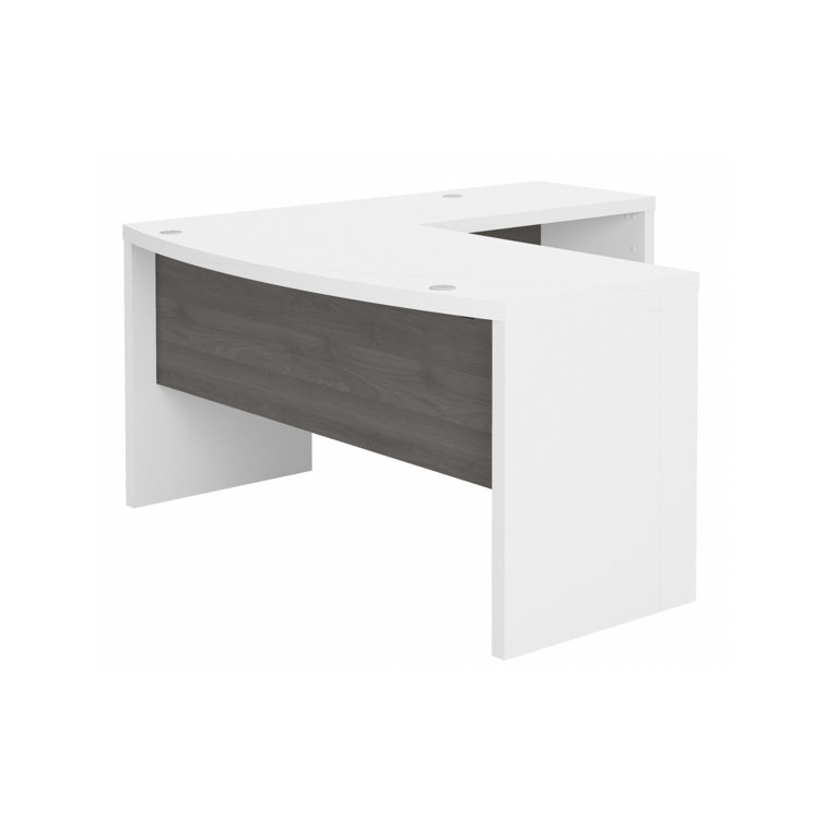 Gray Sand L-Shaped Corner Computer Desk with Wood Finish