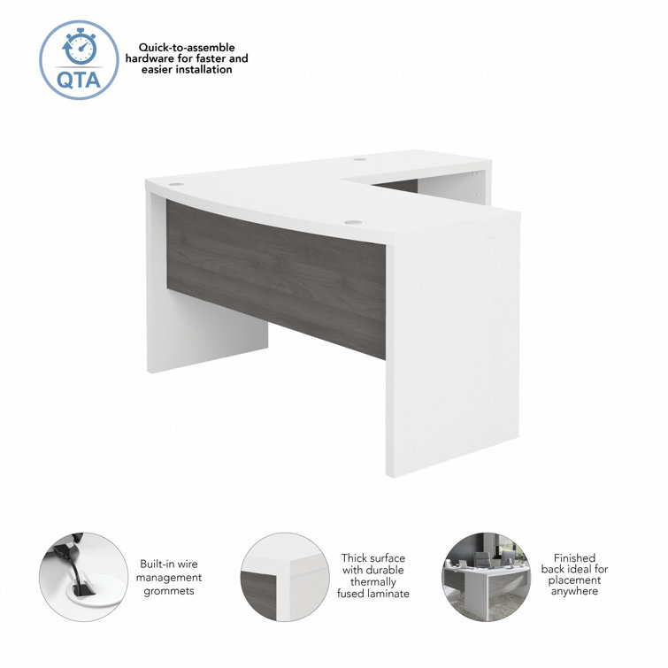 Gray Sand L-Shaped Corner Computer Desk with Wood Finish