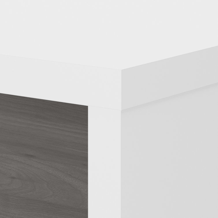 Gray Sand L-Shaped Corner Computer Desk with Wood Finish