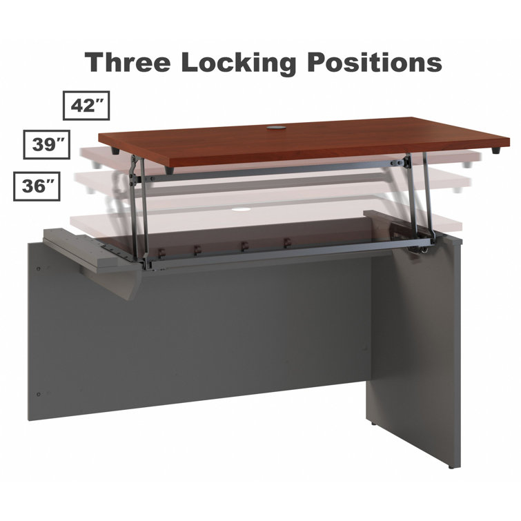 Hansen Cherry & Graphite Gray Adjustable L-Shaped Standing Desk with File Cabinet