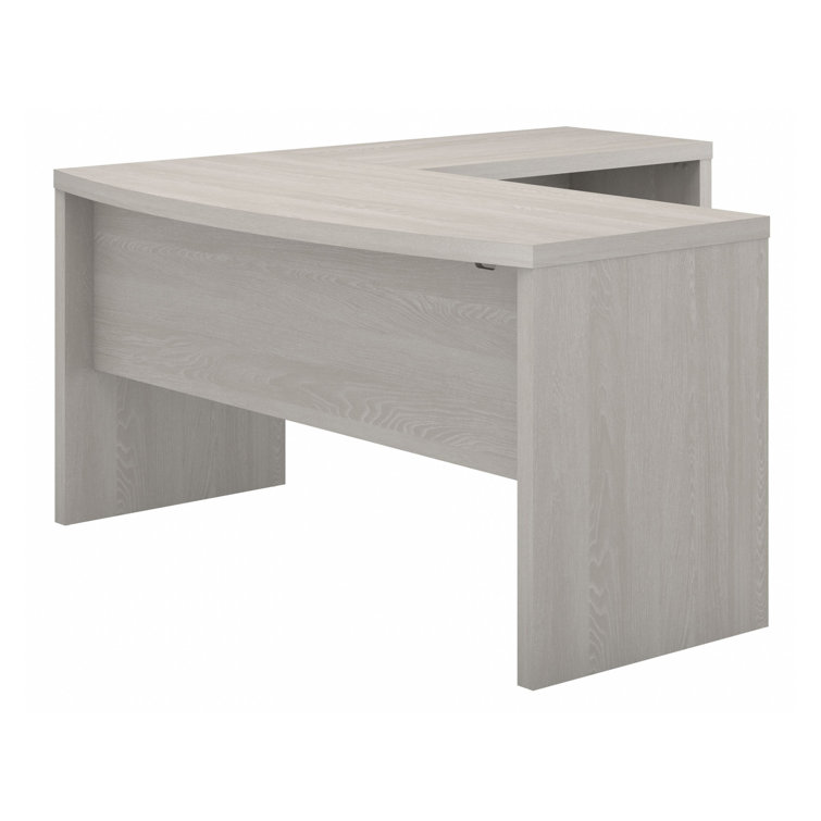 Gray Sand L-Shaped Wood Home Office Desk