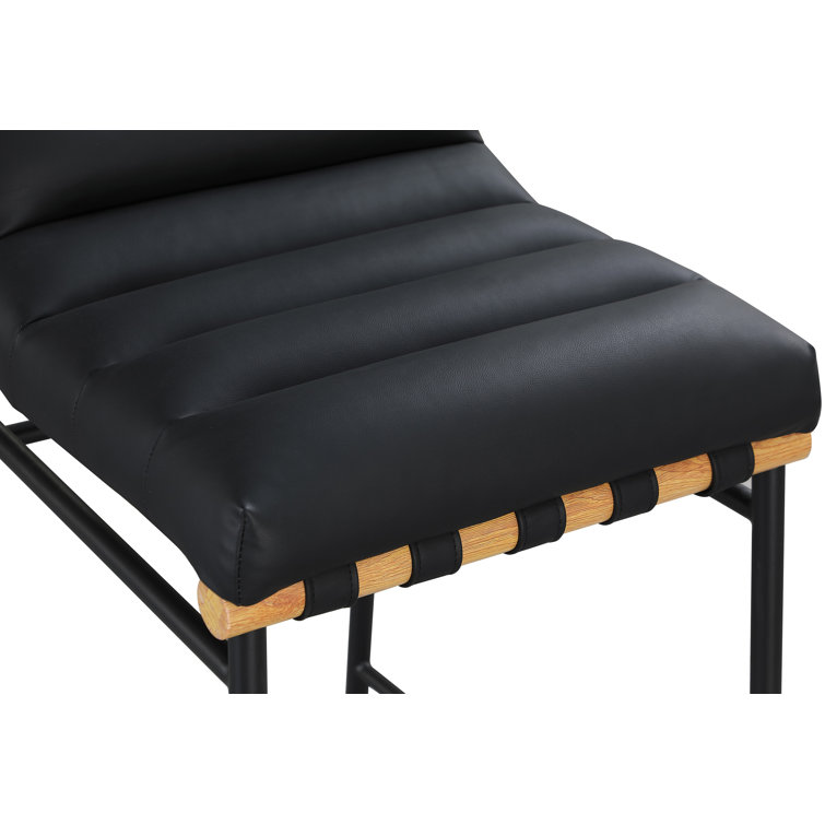 Black Faux Leather and Oak Counter Stool